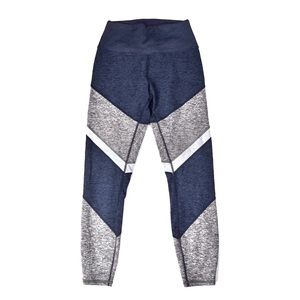 ALO Yoga Navy Blue and Heather Gray Colorblock Leggings